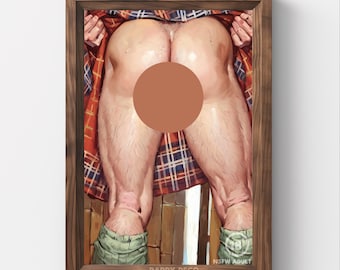 Daddy, Peachy, Kilt, Gay body, Gay Wall Art, Daddy, Body art, Painting, Printable Art, Gay Art, Male Body, LGBTQ, Gay Peachy, Mature