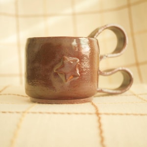 Ceramic Star Mugs with Wavy Handle / Plain with Wavy Handle