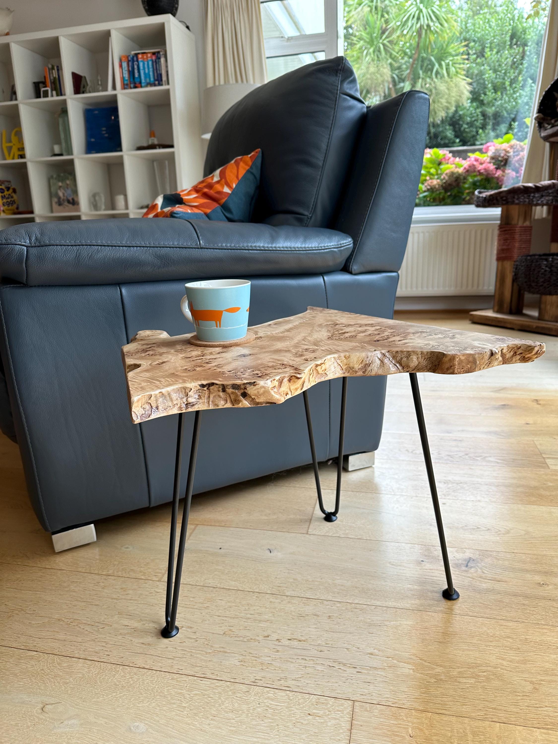 Hand Crafted Natural Wood Coffee Table Made From Mappa Burl, Black