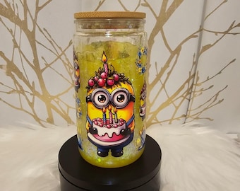 Minions Snowglobe Tumbler: 16oz Cold/Hot Drinkware - Fan Gift