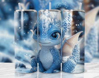 Blauer Drache wickeln, 20 Unzen dünnes Tumbler, sofortiger Download, Sublimation Kunst Design, gerade Becher, Fantasy Dragon Wrap, Drachen Dekor