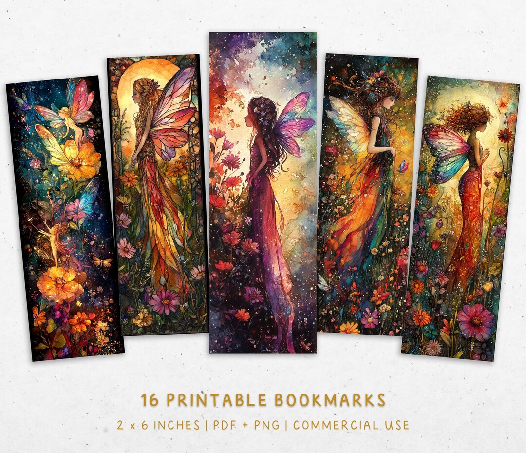 Printable Bookmarks 2x6 | 16 Designs | Commercial Use | PDF Print + PNG ...