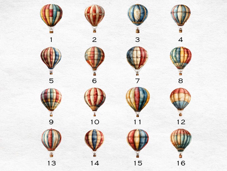 Vintage Air Balloon Clipart Bundle: Watercolor Graphics (PNG, JPG) - Etsy