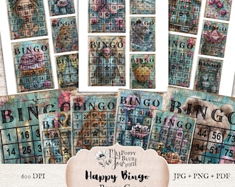 Vintage Bingo Cards for Junk Journals: Printable Ephemera (JPG, PDF)
