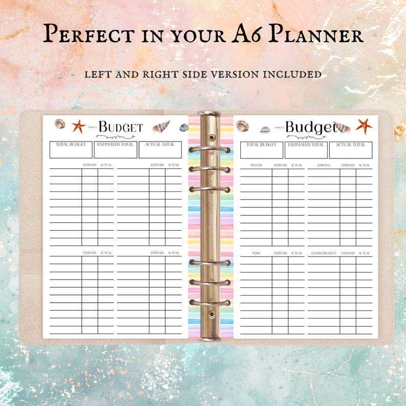 Travel Budget Planner Insert, Printable A6 Planner, Undated Digital ...