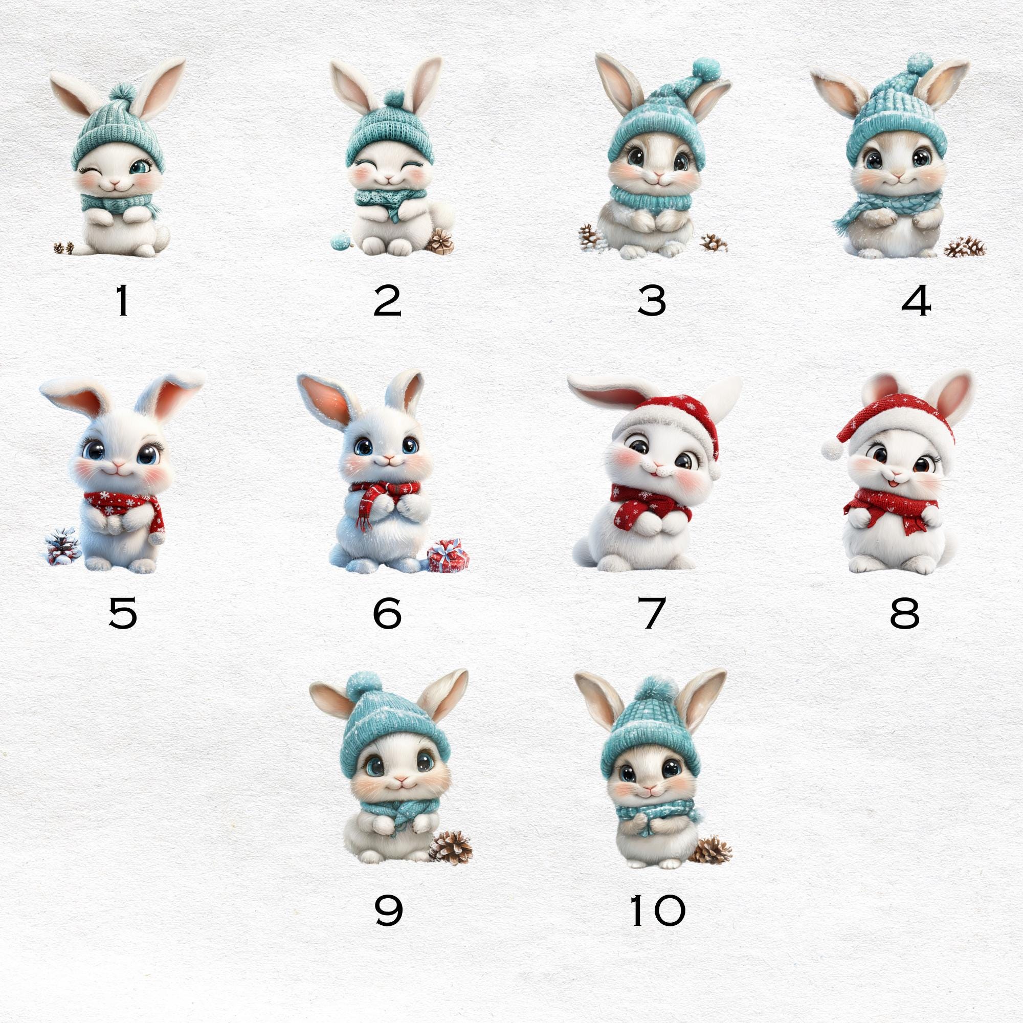 Winter Bunny Clipart PNG Bundle: Christmas Graphics (commercial Use) - Etsy