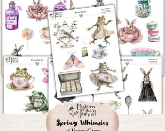 Spring Whimsies Fussy Cuts: Junk Journal Ephemera (Printable PDF)