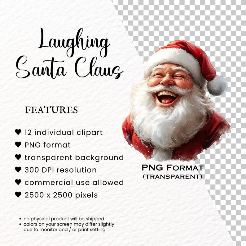 Laughing Santa Claus Clipart: Festive PNG Bundle (commercial Use) - Etsy