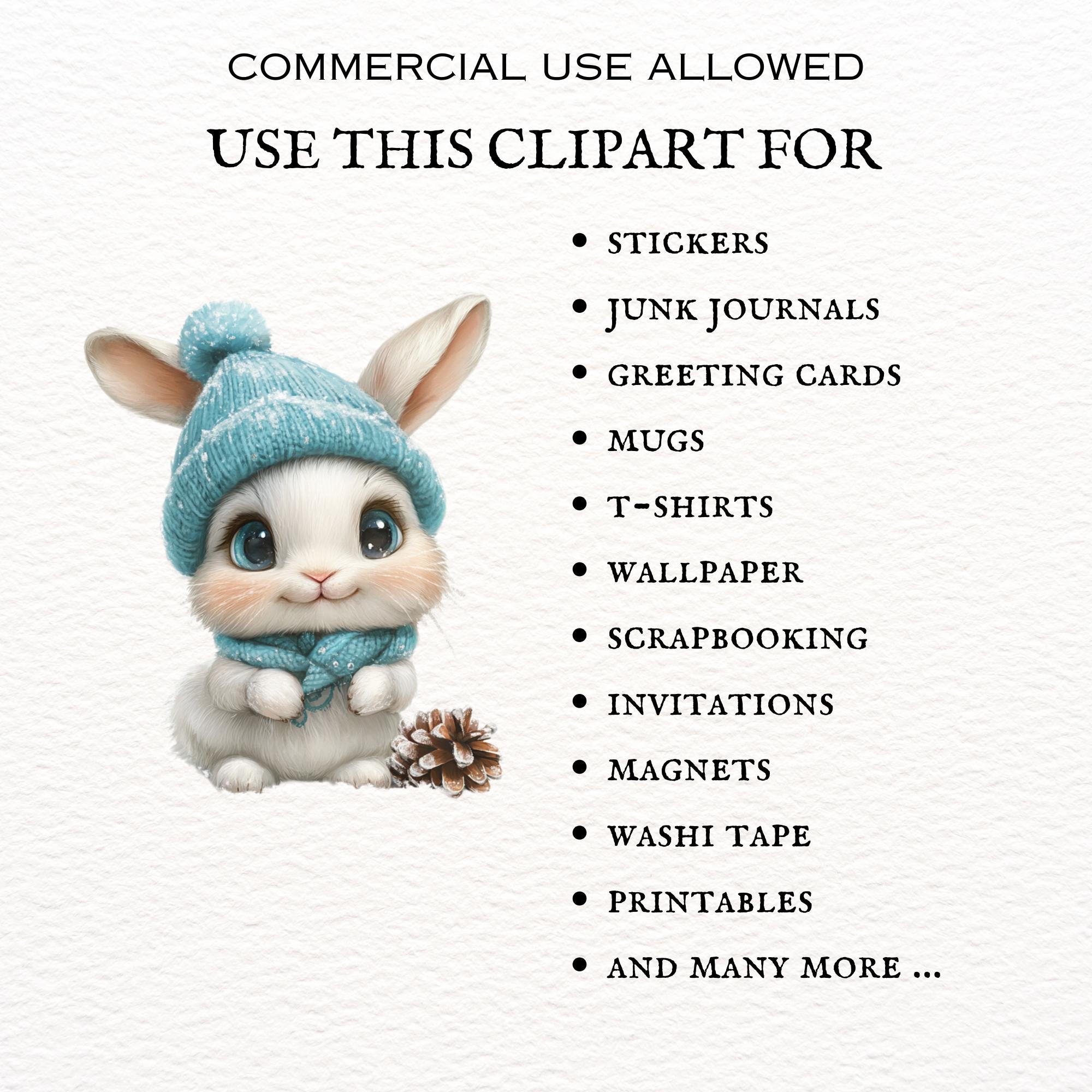 Winter Bunny Clipart PNG Bundle: Christmas Graphics (commercial Use) - Etsy