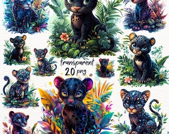 Black Panther Clipart Bundle: Jungle Cat PNG (Commercial Use)