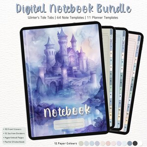 Blue Magic Digital Notebook-bundel: Winter's Tale-tabs, pastelkleurige stickerboek (digitale download)