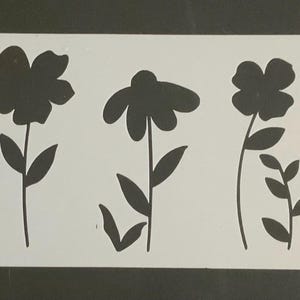 Three Flowers Stencil, Gelli Plate Stencil, Junk Journal Stencil, Art Stencil