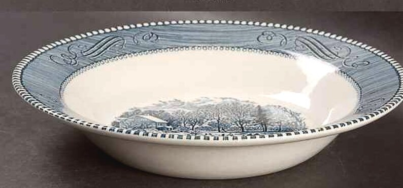 Currier /& Ives 8 12 Rim Soup Bowls Early Winter~ROYAL CHINA Excellent