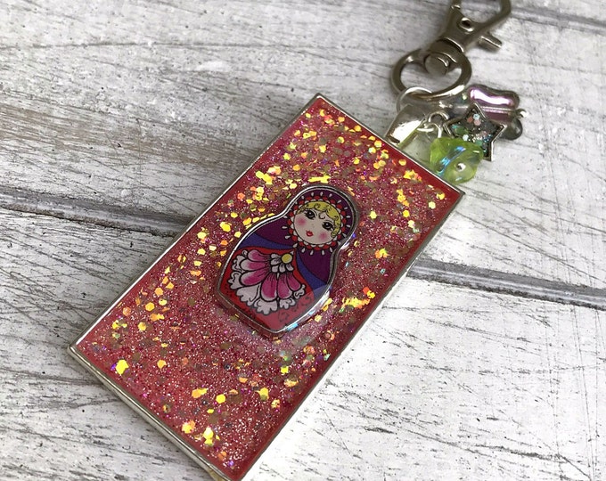Babushka Keyring Set in Resin, Gift for Her, Festival Lover, New Home