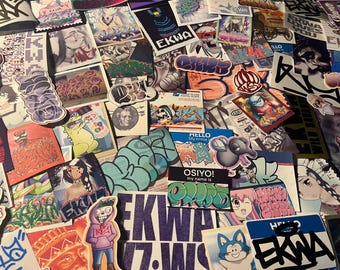 25 Pack Graffiti Stickers by Ekwa One – Assorted Vinyl, Holographic, Hand Drawn Art street slaps