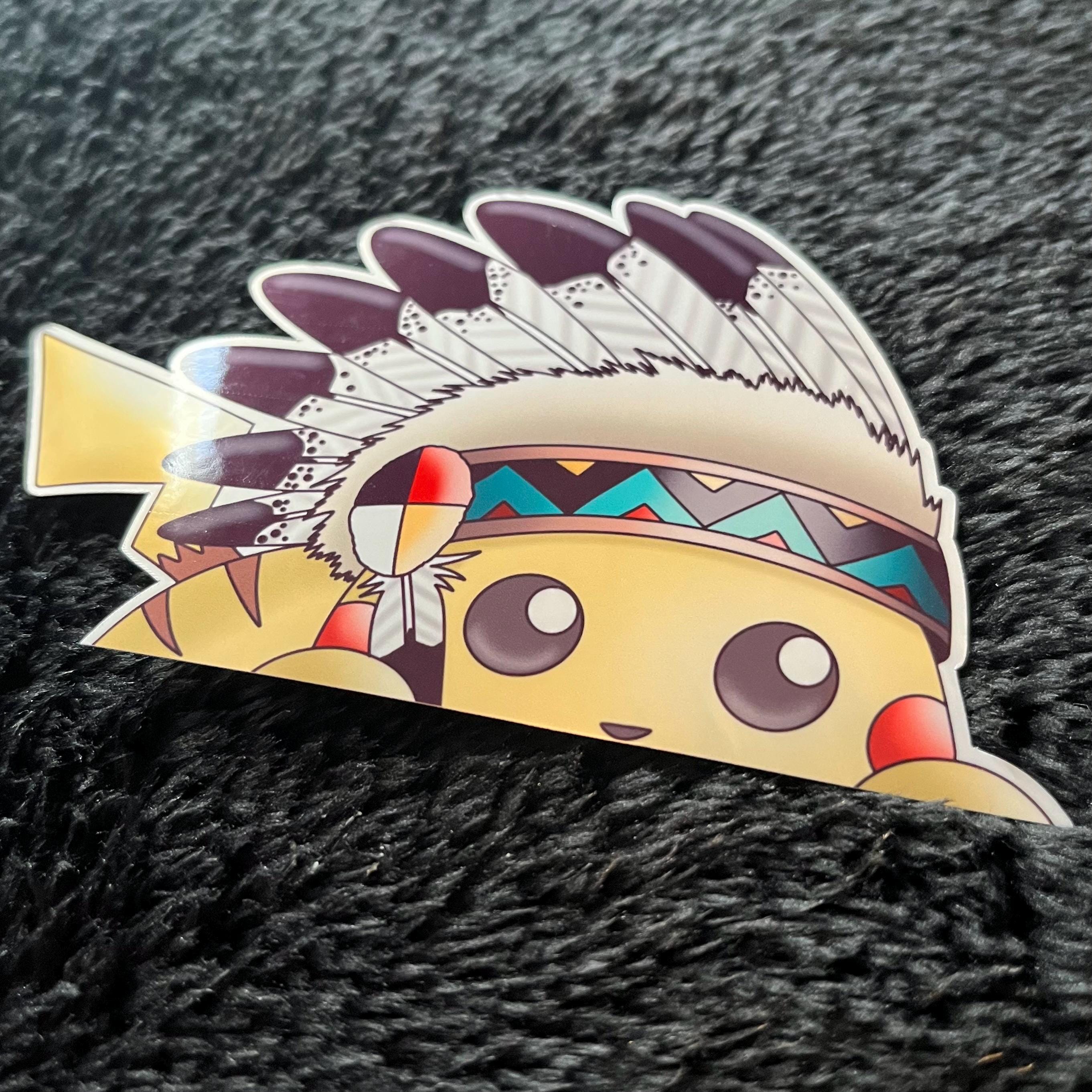 Native Pikachu Native Headdress Pikachu - Vinyl Window Decal - Cherokee-owned Small ...