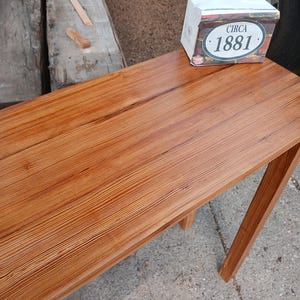 Heirloom HEART PINE Console Table Reclaimed Circa 1881 with Vertical Grain