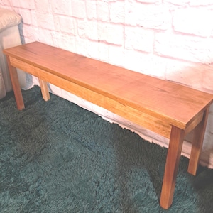 Solid American Cherry Wood Bench. Handmade American Furniture