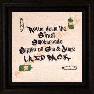Gin and Juice Cross Stitch Pattern