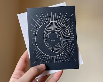 Light in the Darkness Celestial Eclipse Notecard blank with envelope