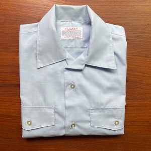 Vintage 1970&#39;s Creighton Short Sleeve Button Down - Pale Blue