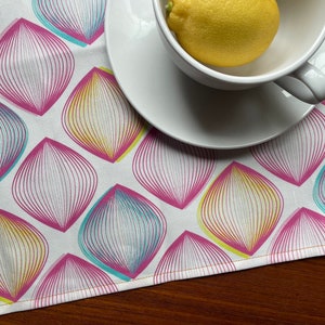 CMYK Modern Print Tea Towel - Pink Linen Cotton Kitchen Towel