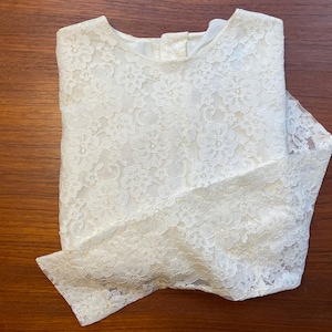 Vintage Judy Bond Floral Lace Blouse, Ivory, USA Made 1950s 1960s