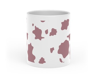 Cow Print Heart Handle Mug - White Ceramic 11oz