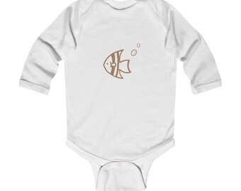 Angel Fish Baby Romper, Long Sleeve Infant Outfit, Sea Soul Collection