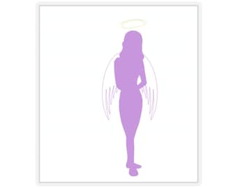 Angel Silhouette Sticker, Glossy Vinyl Decal