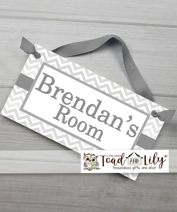 P2519 personalized baby boy bedroom door sign elephant and chevron boys nursery decor grey accents decor