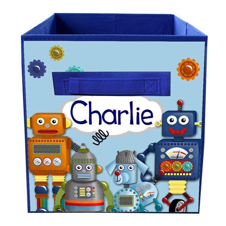 Robot Fabric Bin Kid's Personalized Bedroom Baby Nursery Etsy