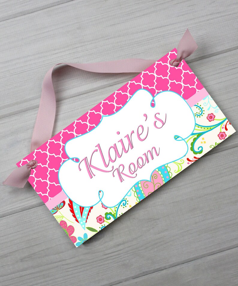 Pretty Pink Paisley Patterned Girls Bedroom Baby Nursery Kids Bedroom DOOR SIGN Wall Art Ds0457