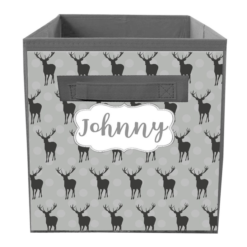 Deer Silhouette Pattern Fabric Bin Boy/'s Bedroom Baby Nursery Organizer for Toys or Clothing FB0531