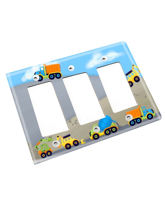 Single Outlet Construction Truck Boys Nursery Bedroom Light Switch Cover LS0067