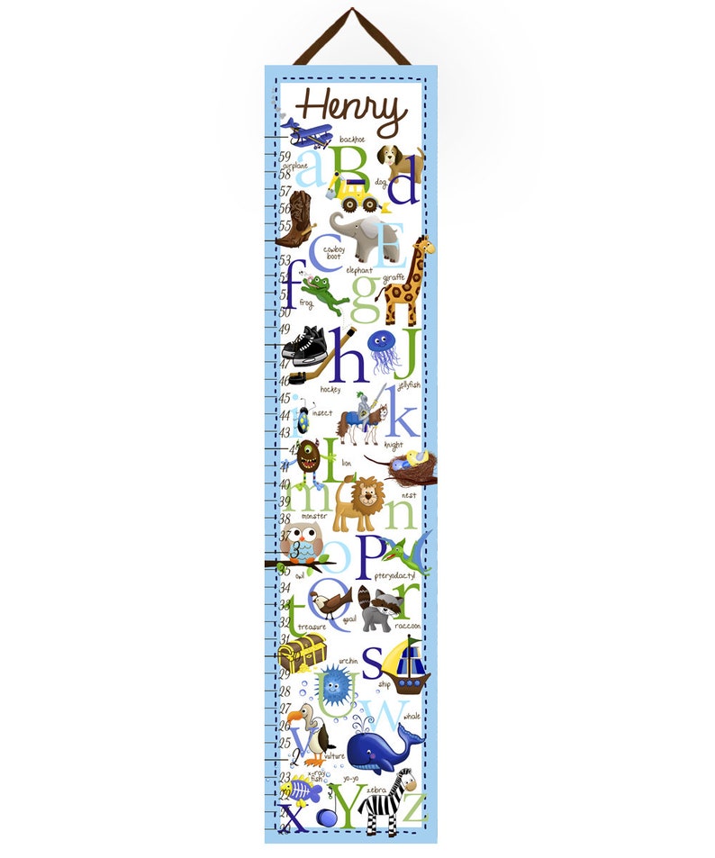 Canvas GROWTH CHART A to Z Boy Alphabet Kids Bedroom Baby Etsy