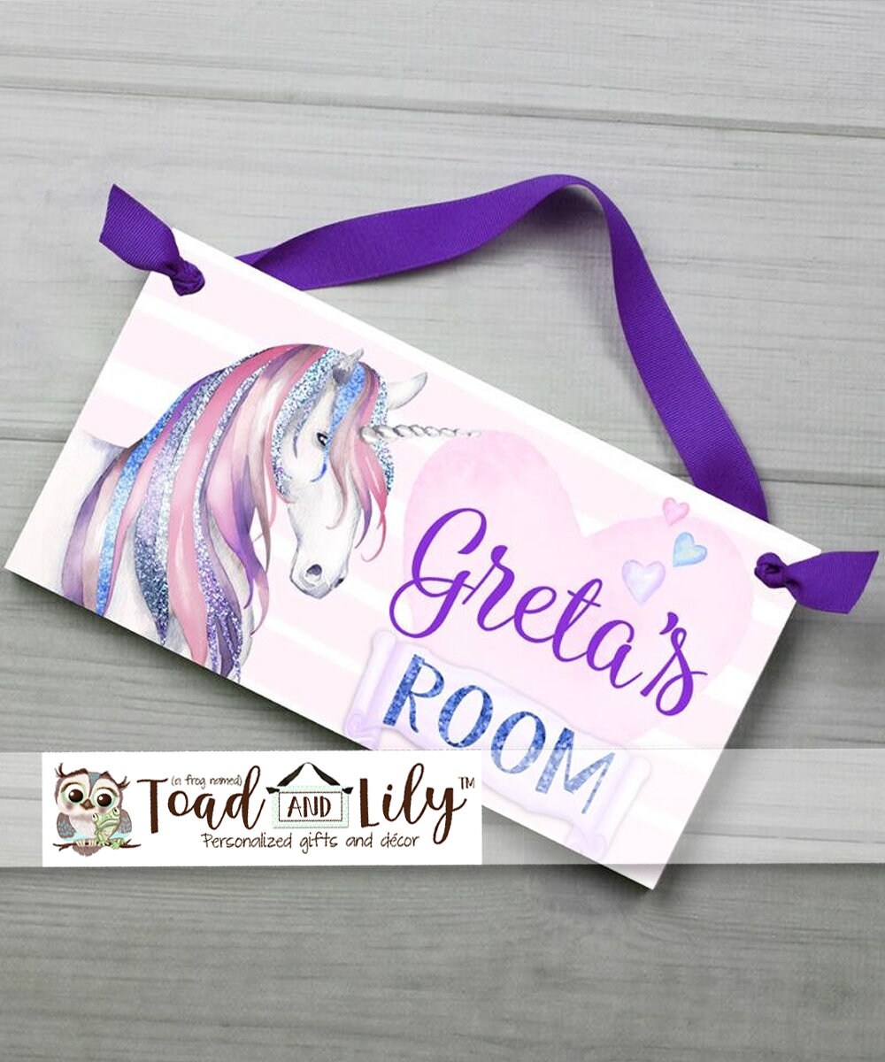 Purple and Blue Glitter Unicorn Door Sign Nature Design Posh - Etsy