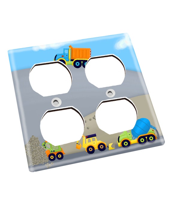 Single Outlet Construction Truck Boys Nursery Bedroom Light Switch Cover LS0067