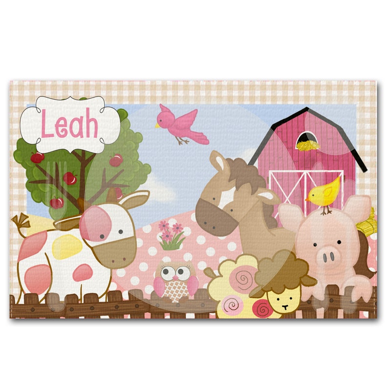 Linen Kids PLACEMAT Girly Farm Animals Children's Etsy