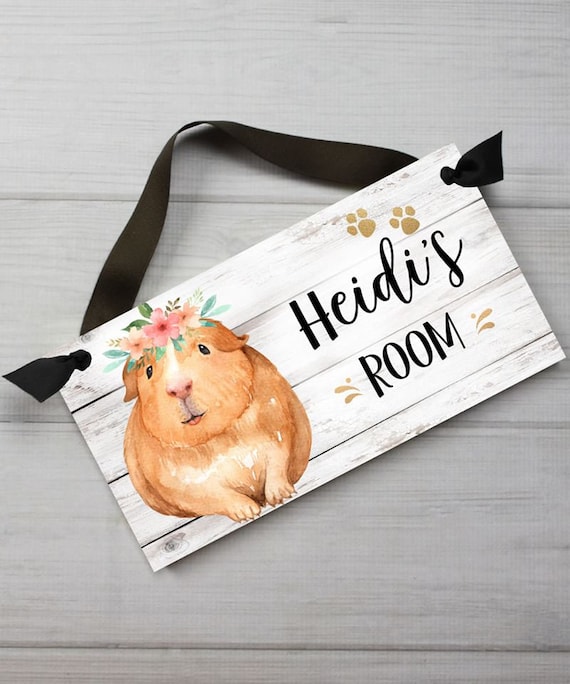 Floral Guinea Pig DOOR SIGN Bedroom Nursery Wall Art Decor Etsy