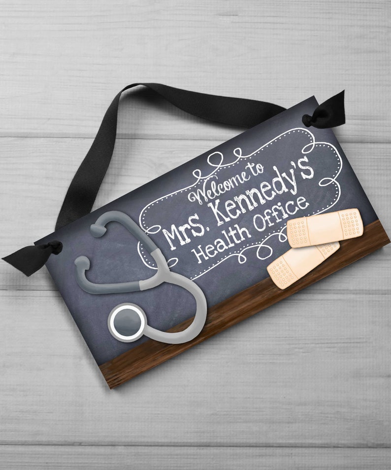 Nurses Office Chalkboard Classroom Band aid Health DOOR SIGN Teacher End of Year Christmas Present Gift TDS147