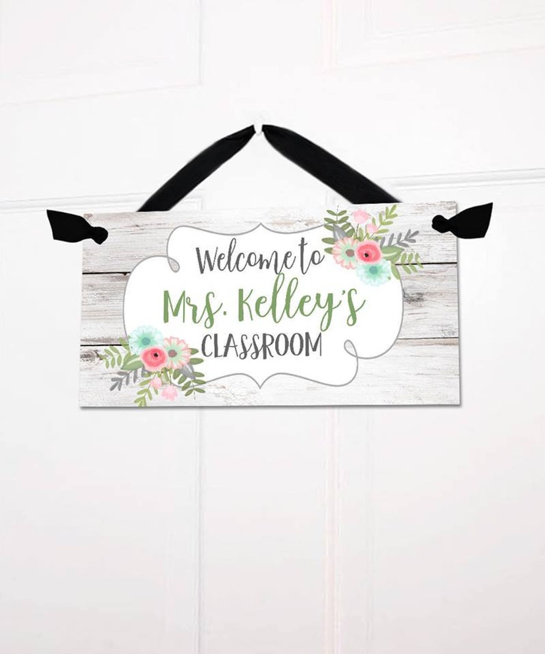 Teacher White Floral Classroom DOOR SIGN Teacher End of Year Christmas Present Gift TDS034