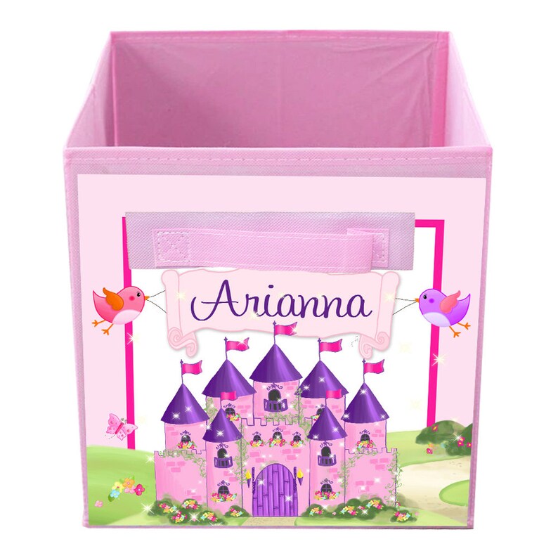 Princess Fairytale Castle Fabric Bin Girl/'s Personalized Bedroom Baby Nursery Organizer for Toys or Clothing FB0019