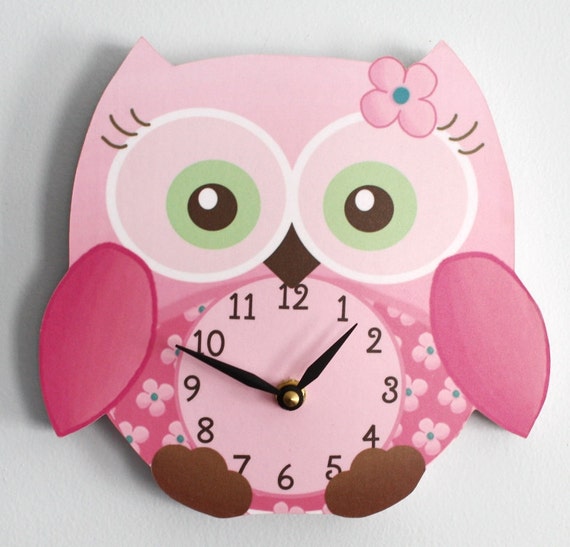 Sweet Little Owl Wooden Wall Clock For Girls Bedroom Baby Nursery Wc0010