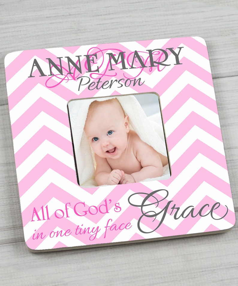 Pink Chevron Girls Photo PICTURE FRAME All of God/'s Grace for Kids Bedroom Baby Nursery PF0057