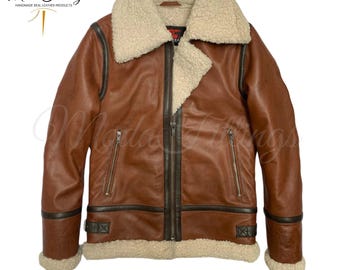 Handmade Women's Brown Leather Bomber Jacket | Real Sheepskin Leather Jacket With Soft Shearling | Gift For Her