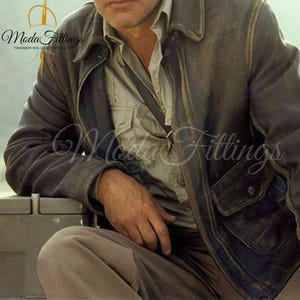 Blouson en cuir marron Indiana Jones pour homme | Veste en cuir vintage en peau de mouton | Blouson aviateur Harrison Ford en cuir effet vieilli homme | Cadeau