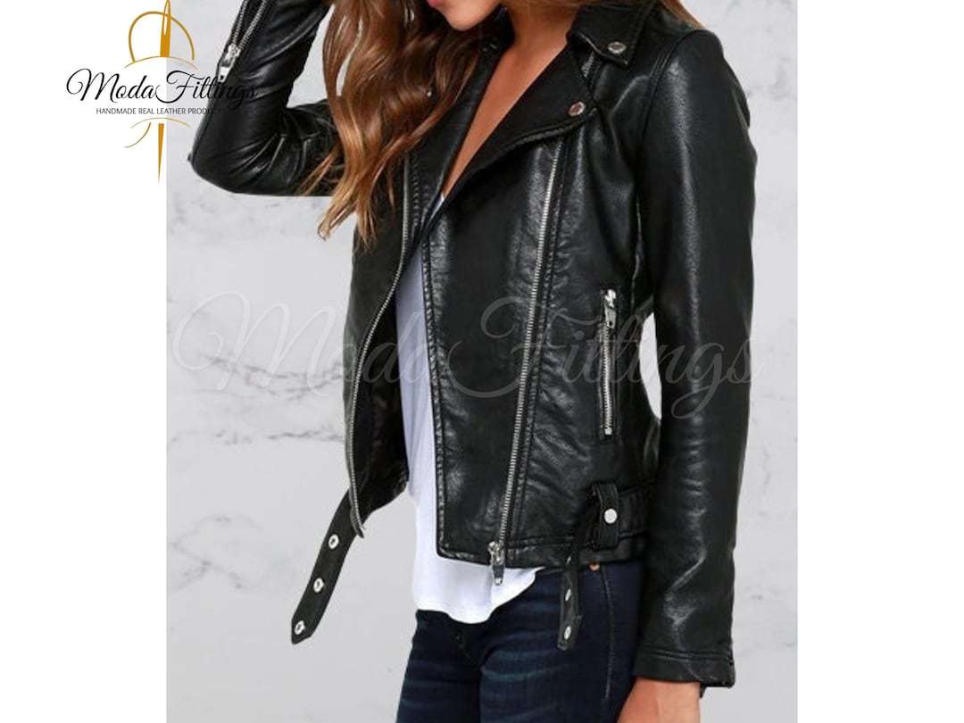 Women's Black Leather Jacket | Genuine Lambskin Leather Jacket | Womens