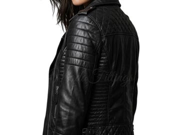 Women's Black Leather Jacket | Sheepskin Genuine Leather Jacket Womens | Leather Motorcycle Jacket | Leather Biker Jacket Women Moto Jacket