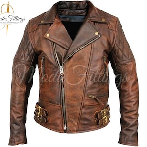 Mens Brown Leather Jacket | Genuine Sheep Leather Biker Jacket For Men | Mens Motorcycle Leather Jacket | Biker Jacket Men | Gift For Him